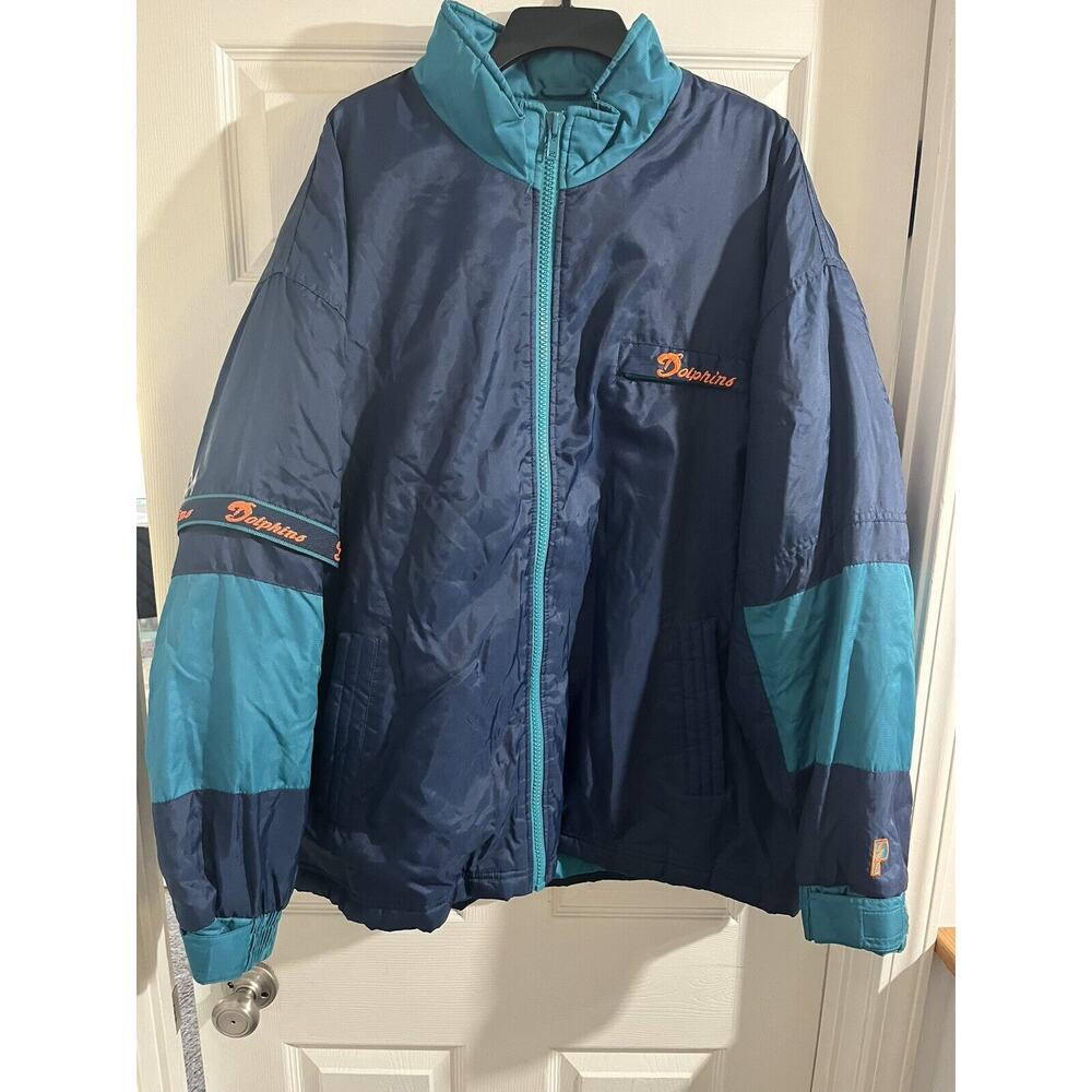 Vintage Pro Player Miami Dolphins Puffer Coat Sz Large